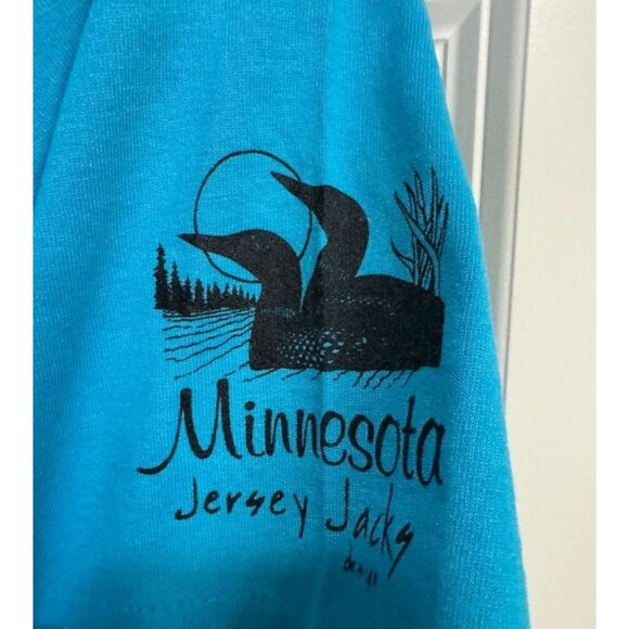 Vintage 90s Minnesota Loon Graphic Shirt Screen Stars Best Aqua Blue Size Large - Picture 4 of 4